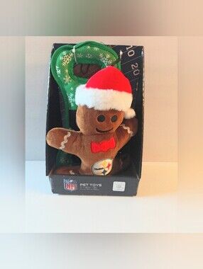 New NFL Pittsburgh Steelers Christmas Pet Dog Toys Gingerbread Man 2 Piece Set